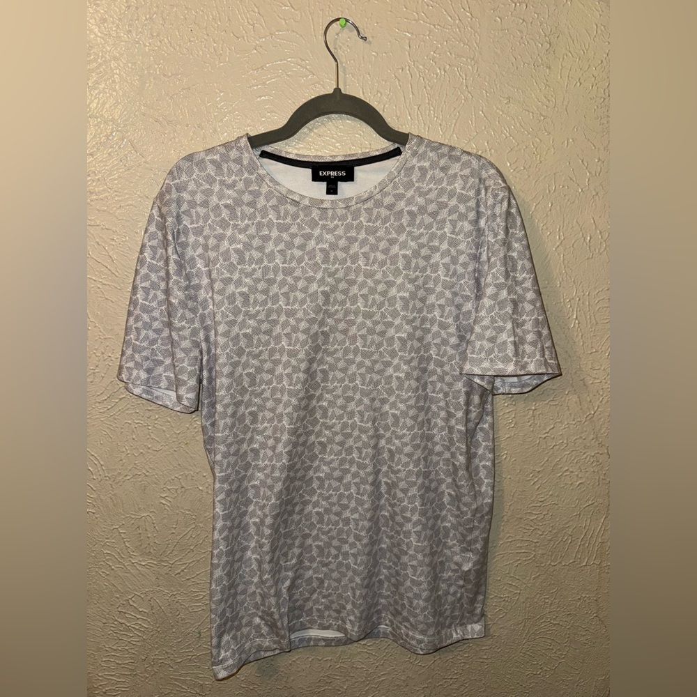 Express Men's White Geometric Tee